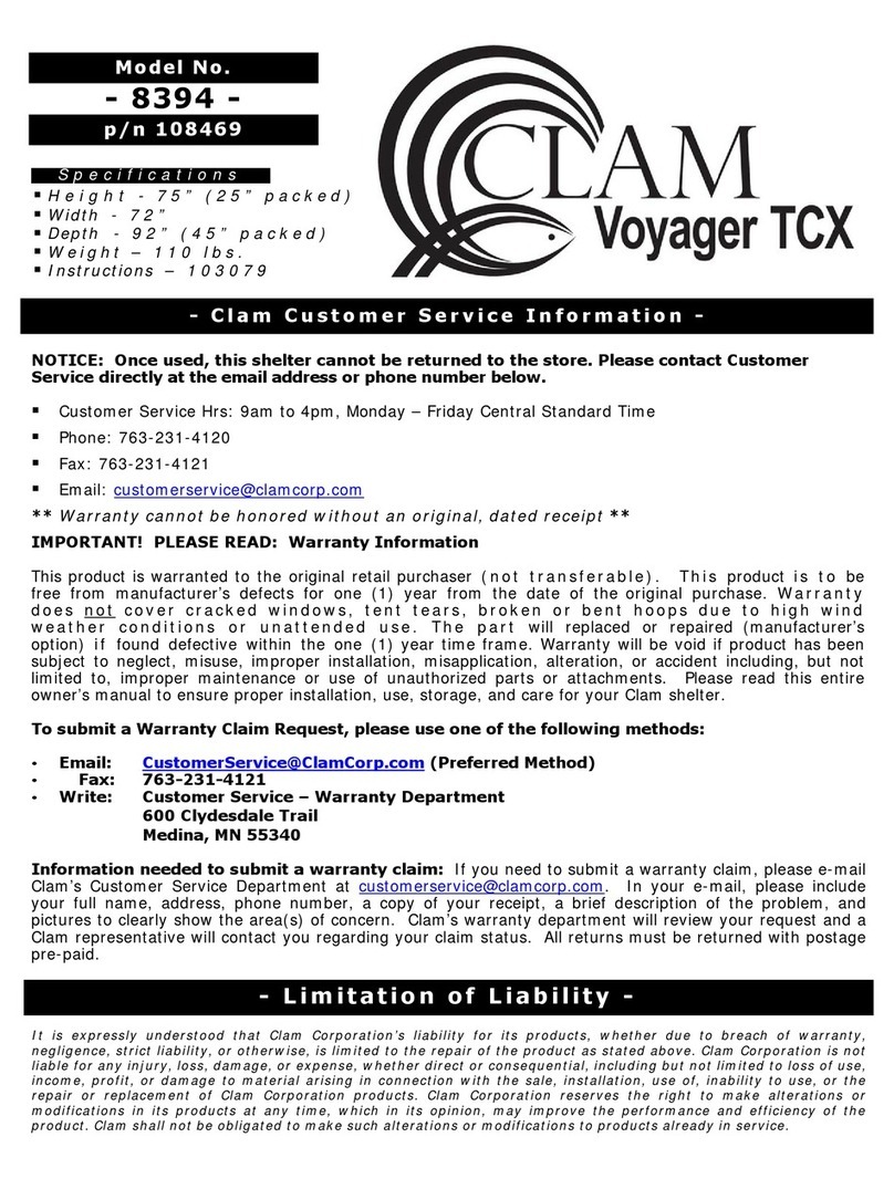 Clam Corp Voyager TCX 8394 Assembly manual