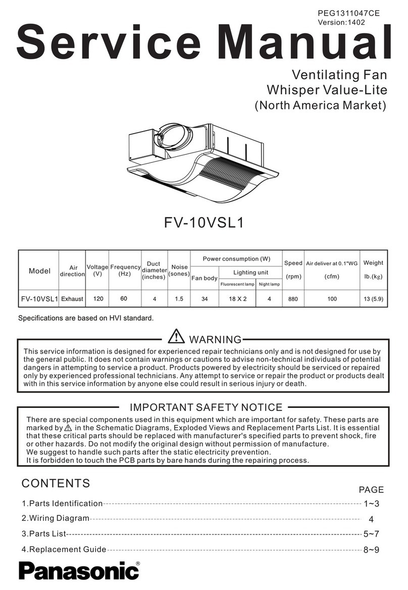 Panasonic Whisper Value-Lite FV-10VSL1 Service manual