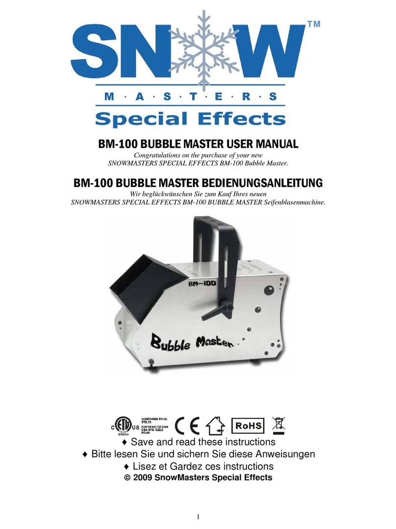 SnowMasters Special Effects BM-100 Bubble Master user manual