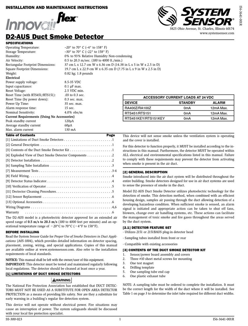 System Sensor D2-AUS Installation and maintenance instructions