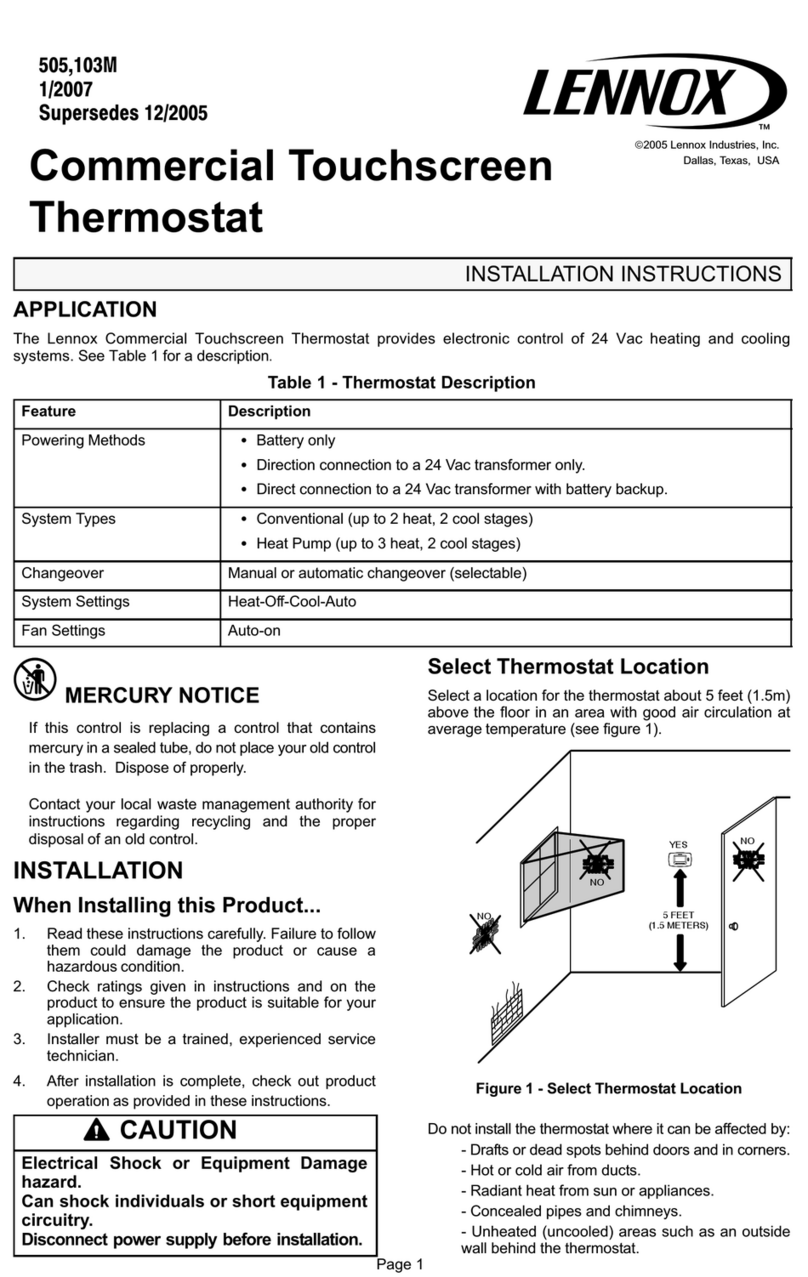 Lennox T7300 User manual