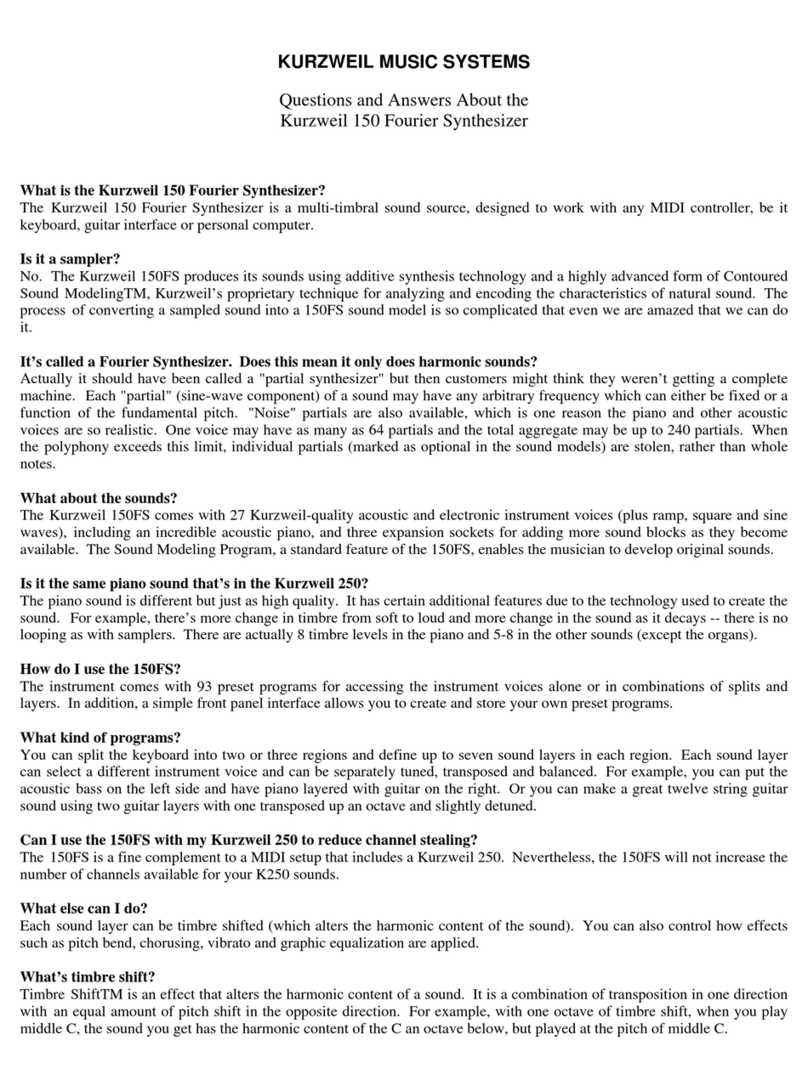 Kurzweil ENSEMBLE GRANDE MARK 150 Installation guide