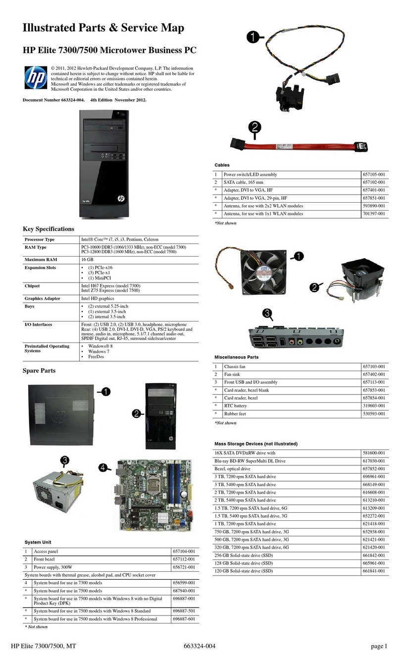 HP Elite 7300 Microtower Illustrated parts & service map