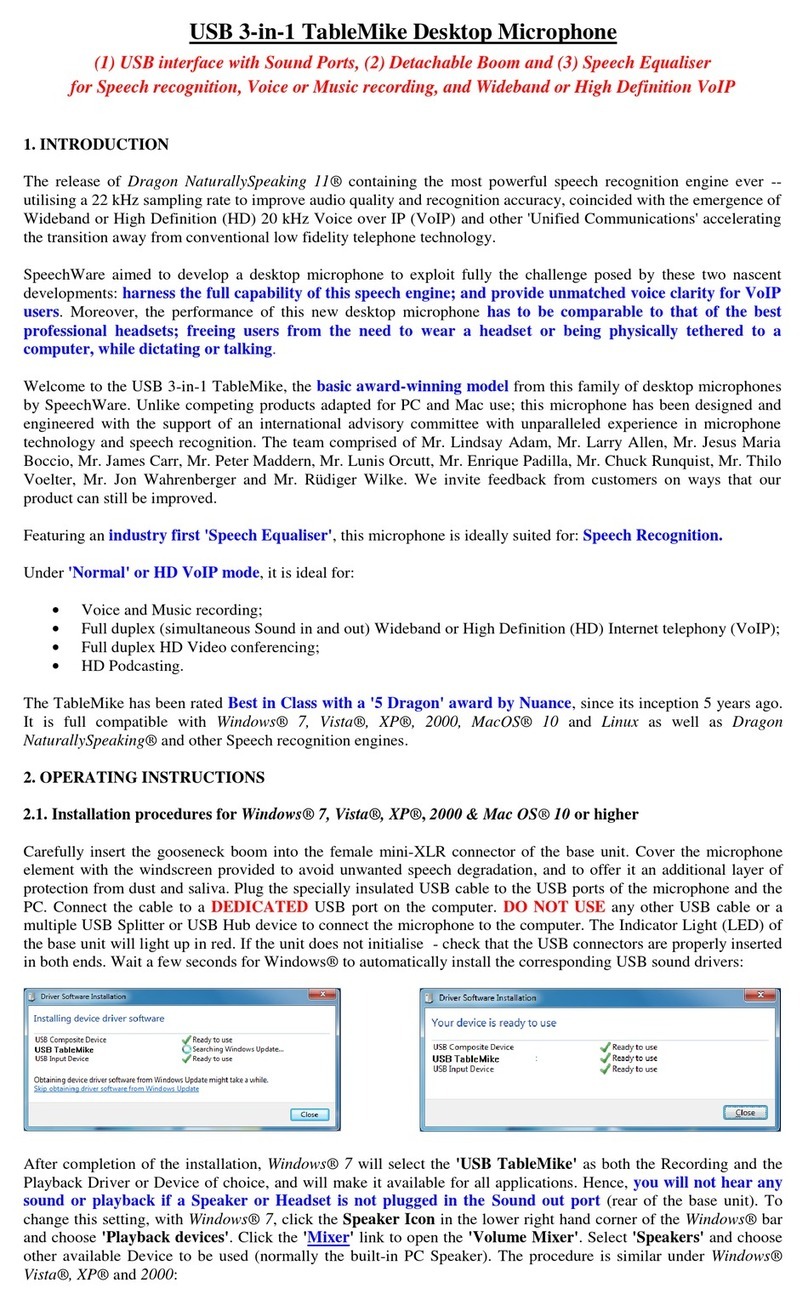 SpeechWare TableMike user manual