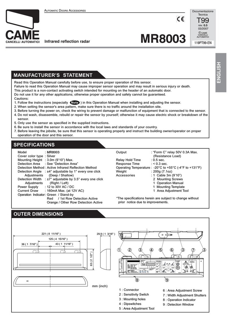 CAME MR8003 user manual