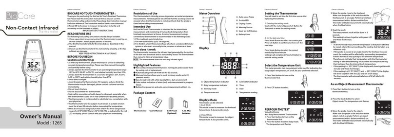 Biocare 1265 owner's manual