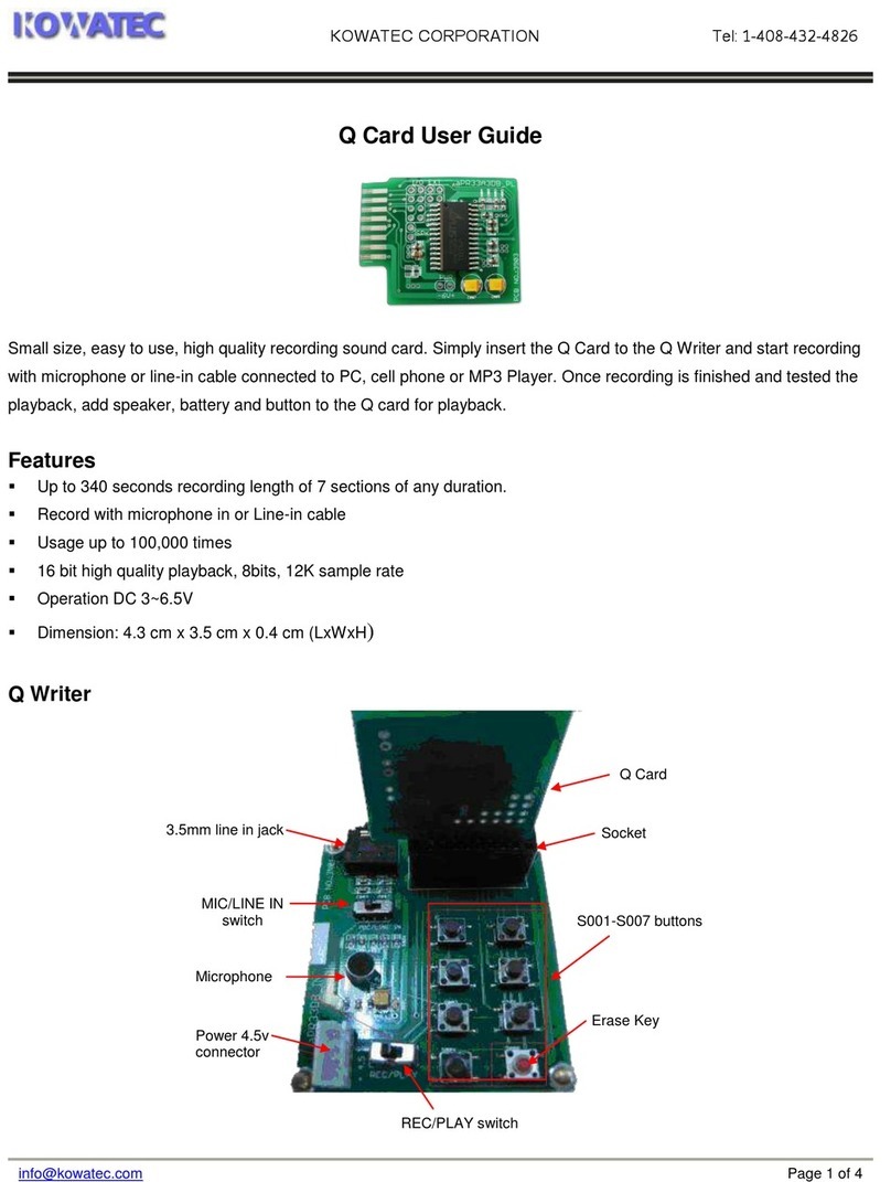 kowatec Q Card user guide