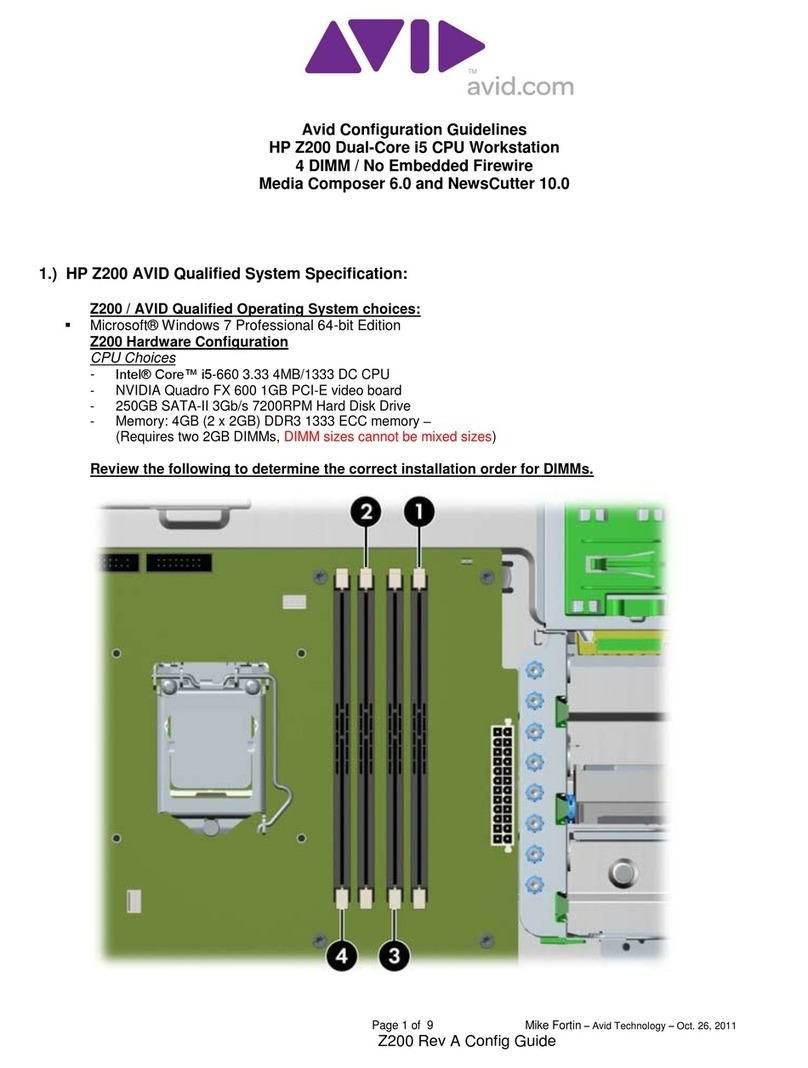 Avid Technology HP Z200 Configuration guide