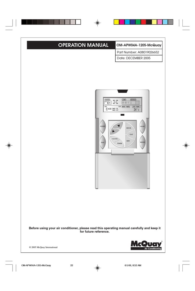 McQuay WH 12B User manual