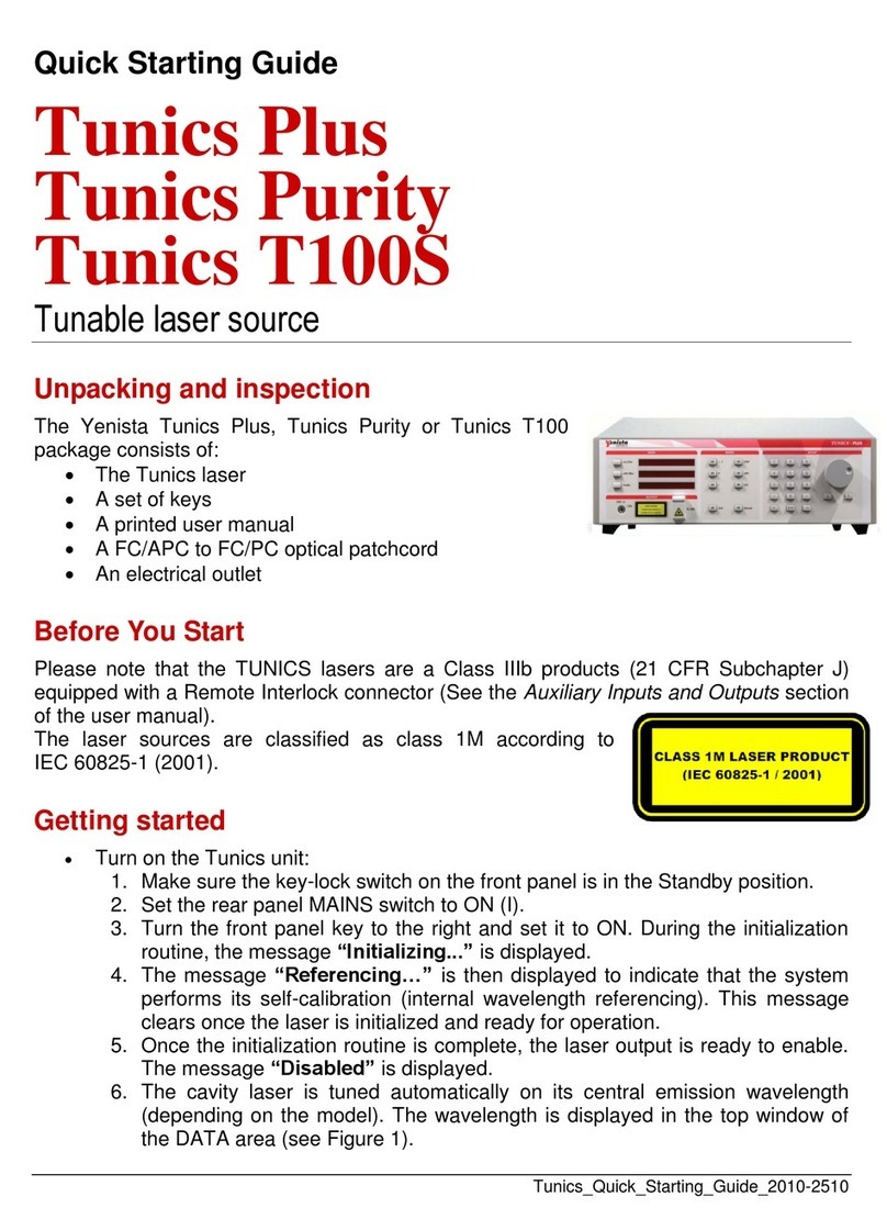 Yenista Optics Tunics Plus Quick starting guide