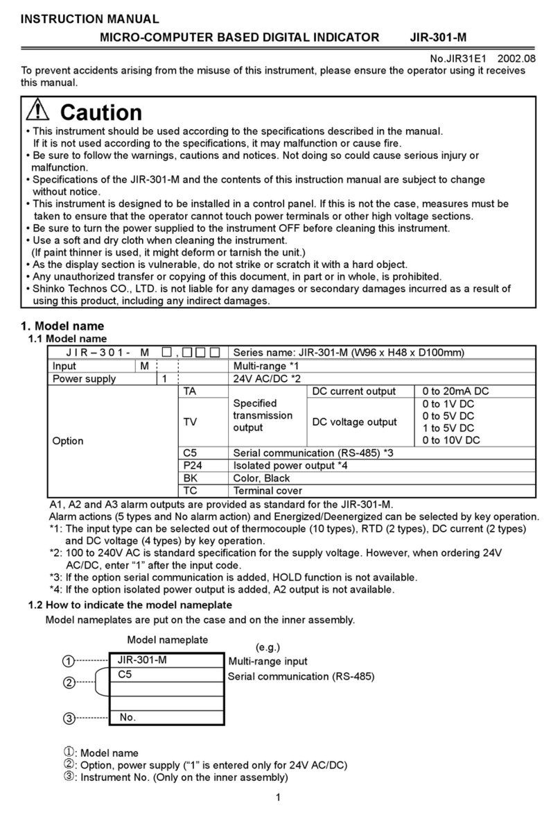 Shinko JIR-301-M instruction manual