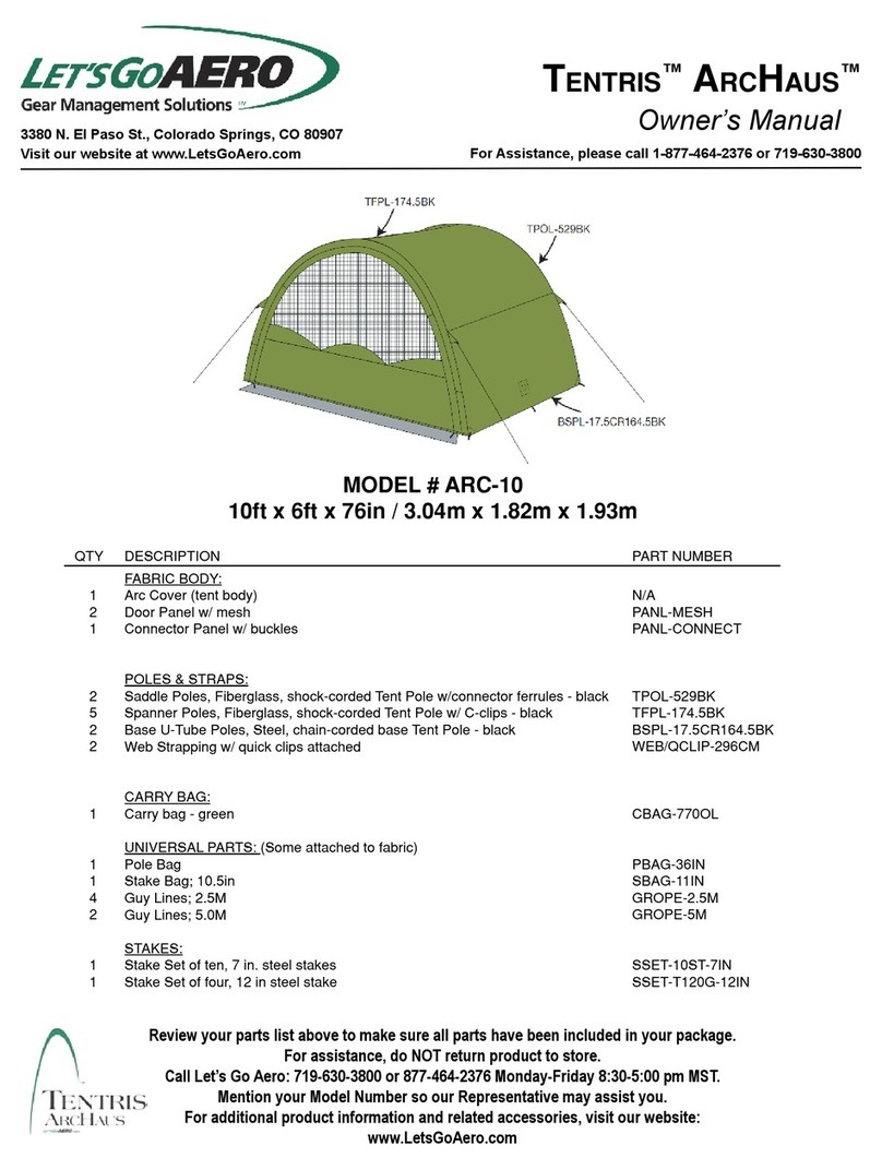 Let's Go Aero Tentris ArcHaus ARC-10 owner's manual Let's Go Aero Tentris ArcHaus ARC-10 owner's manual