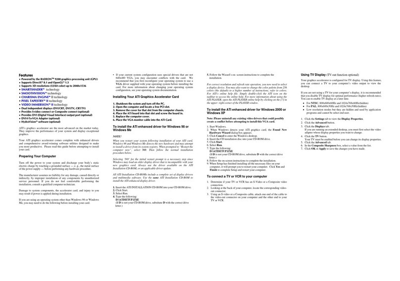 ATI Technologies Radeon 9200 Quick installation guide