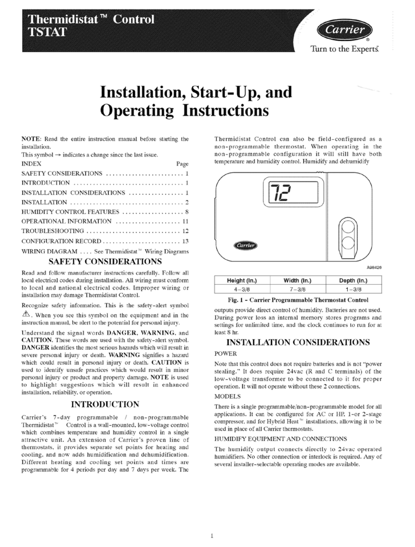 Carrier TSTAT Installation, start-up, and operating instructions