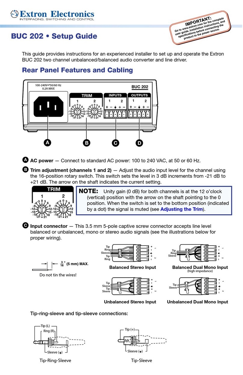 Extron electronics BUC 202 User manual