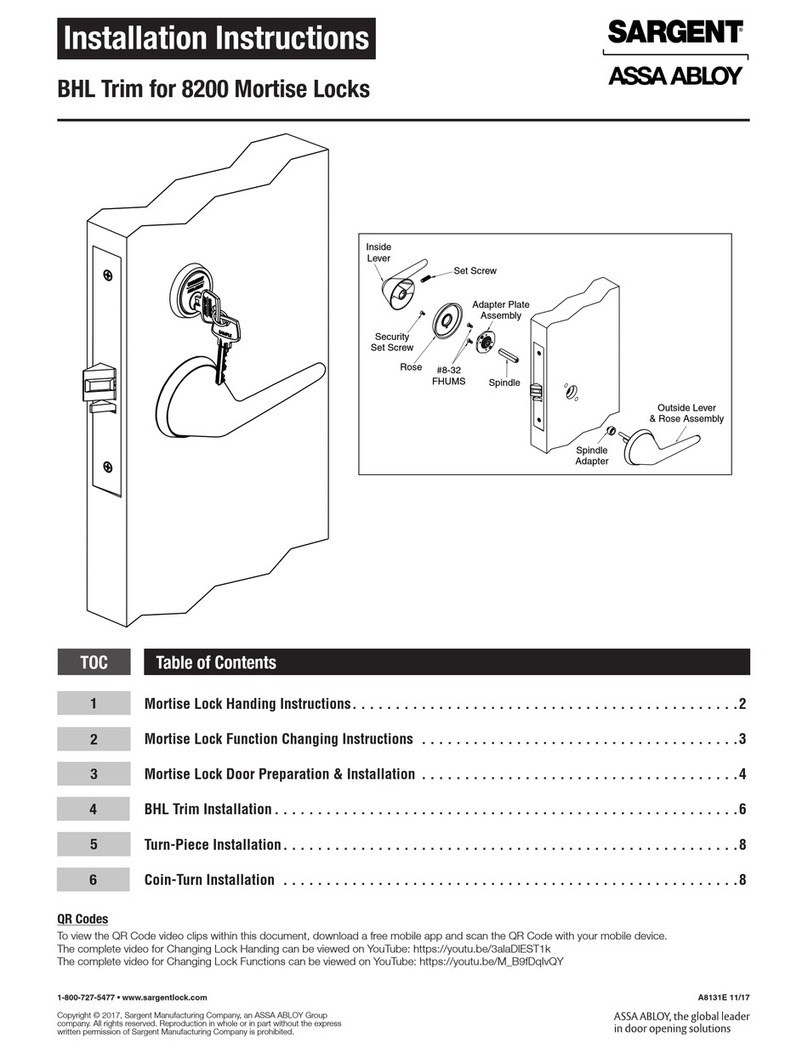 Assa Abloy Sargent 8200 User manual