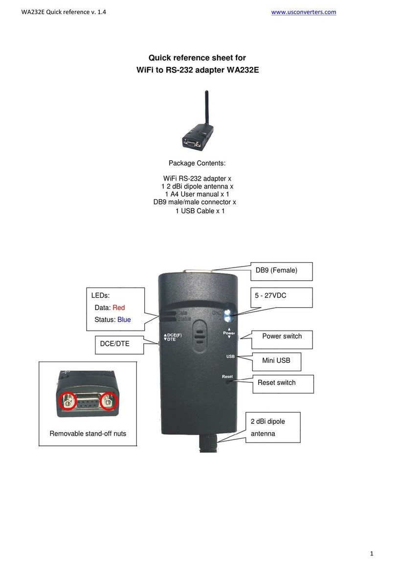 Usconverters WA232E Quick reference sheet