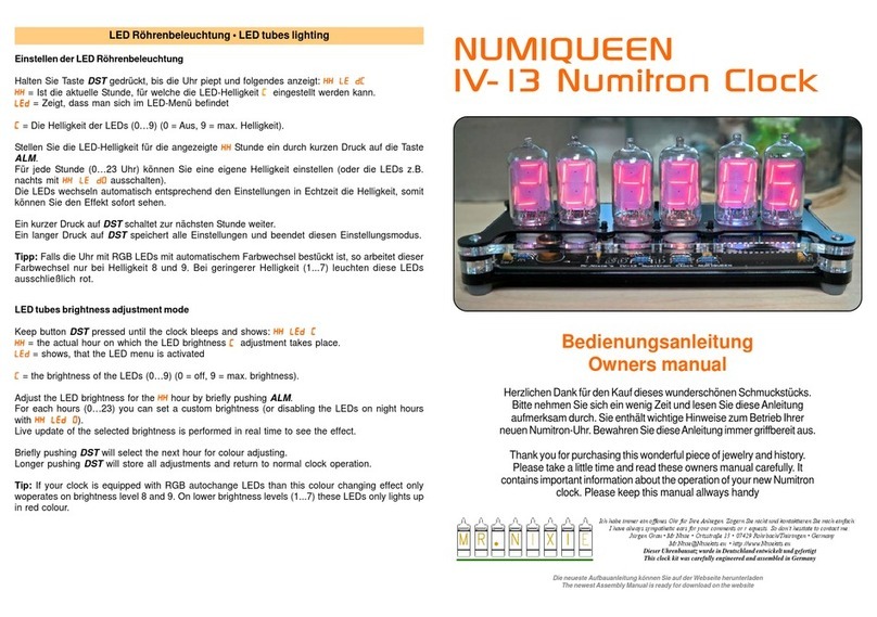 Mr. Nixie NUMIQUEEN IV-13 owner's manual