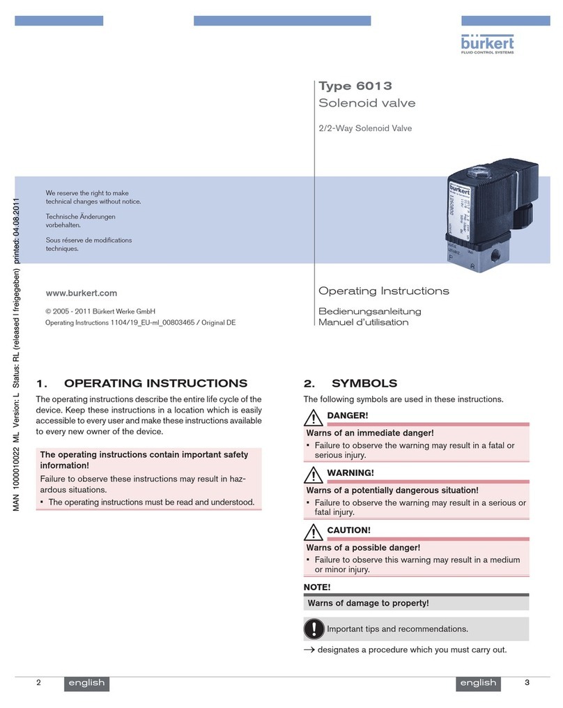 Burkert Magnetventil 6013 operating instructions