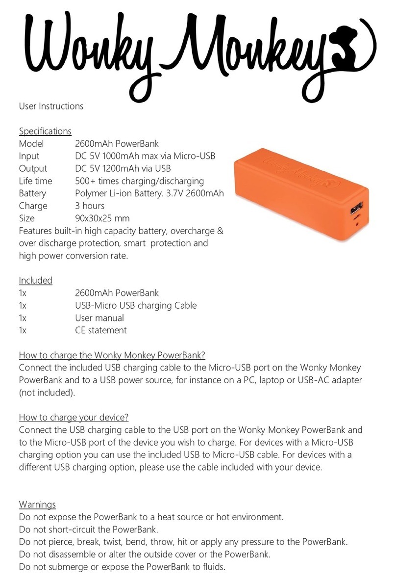 Wonky Monkey PowerBank User instructions