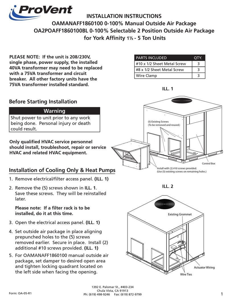 Provent OAMANAFF1860100 installation instructions