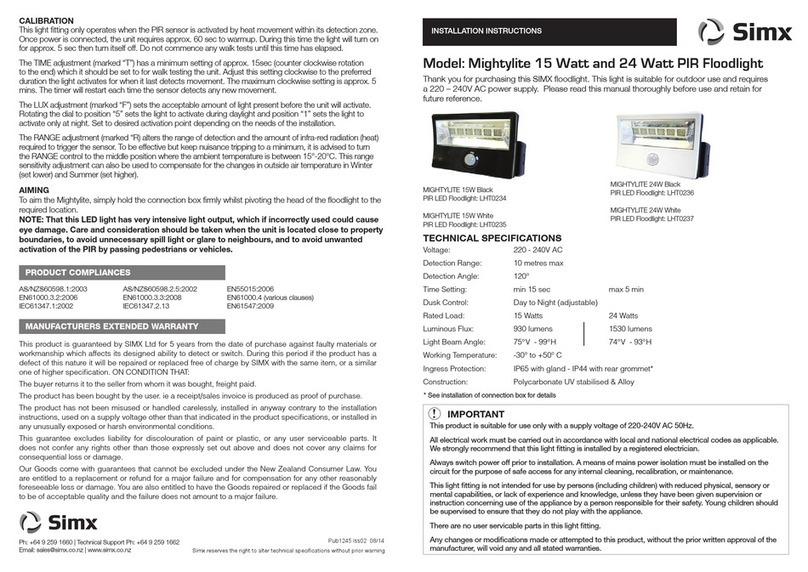 SImx Mightylite LHT0237 installation guide