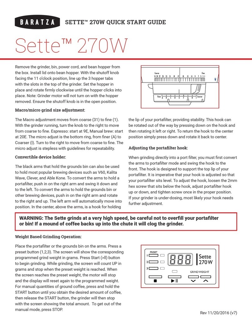Baratza SETTE 270W quick start guide