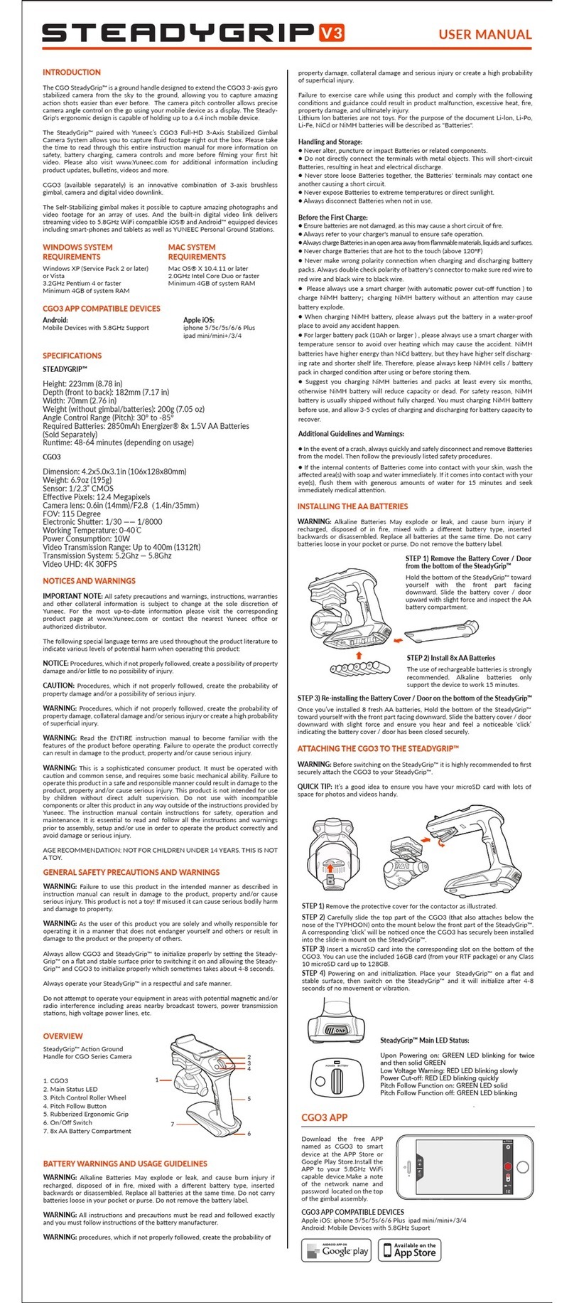 YUNEEC CGO SteadyGrip V3 user manual
