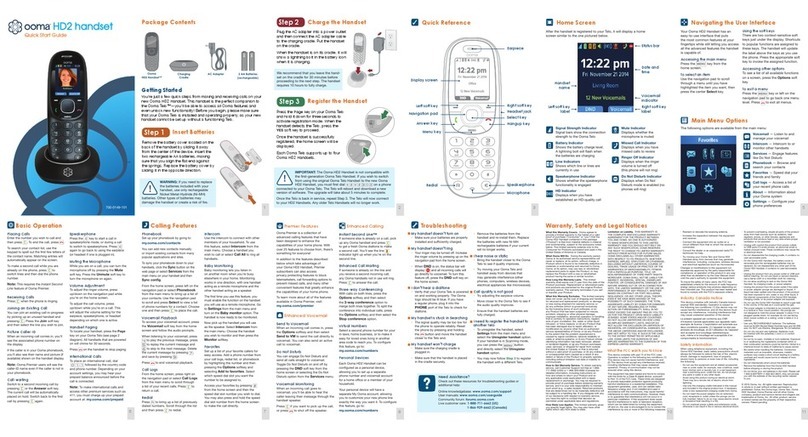 ooma HD2 Handset quick start guide