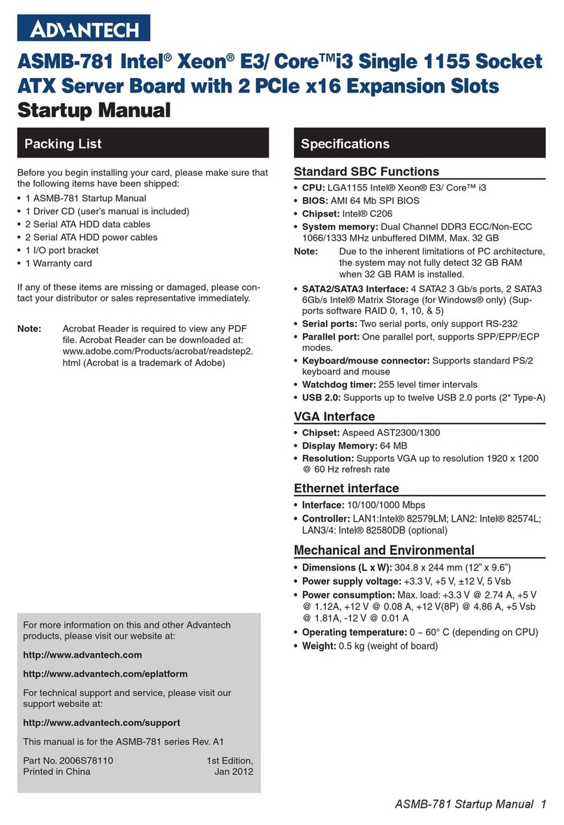 Advantech ASMB-781 Startup manual
