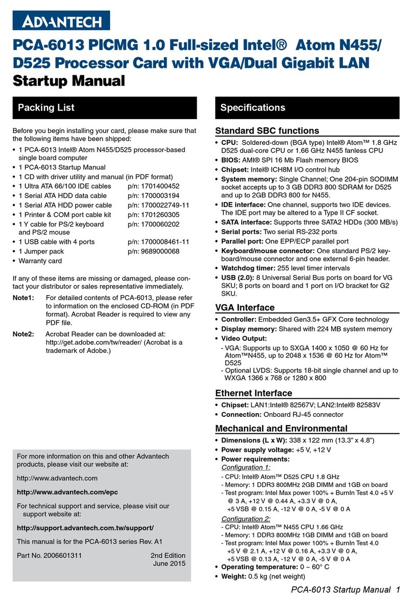 Advantech PCA-6013 Installation and operation manual