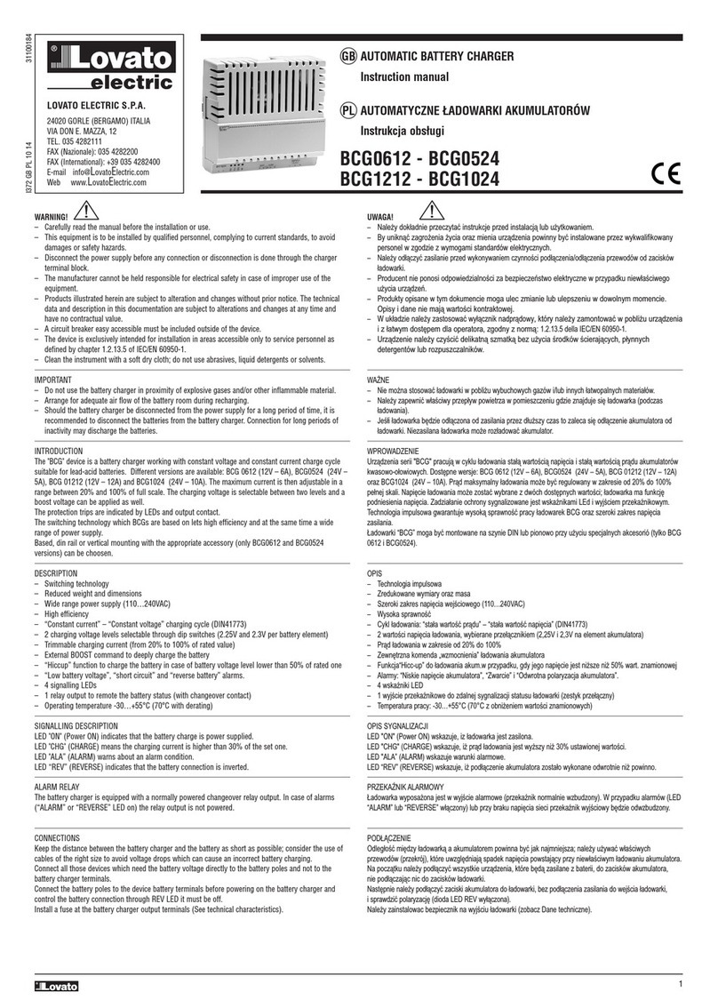 LOVATO ELECTRIC BCG0612 instruction manual
