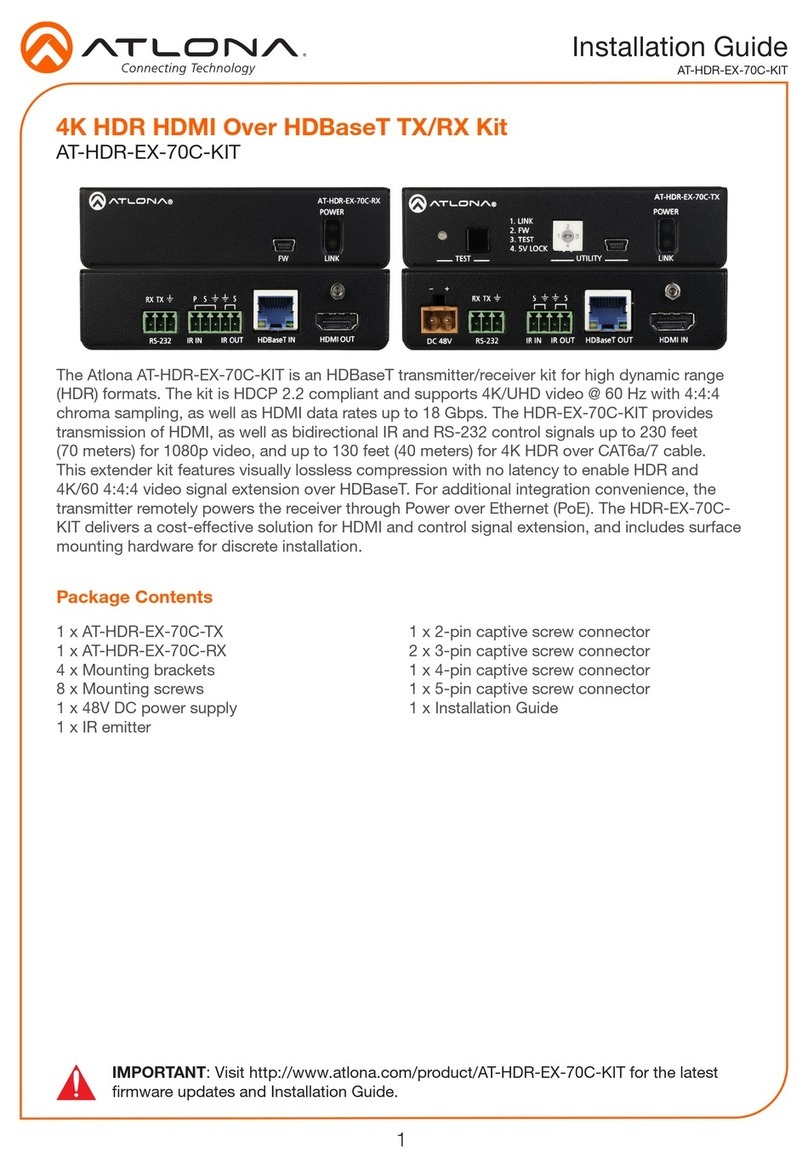 Atlona AT-HDR-EX-70C-KIT installation guide Atlona AT-HDR-EX-70C-KIT installation guide