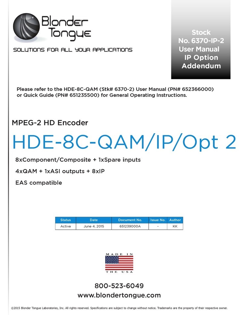 Blonder tongue HDE-8C-QAM/IP/Opt 2 User manual