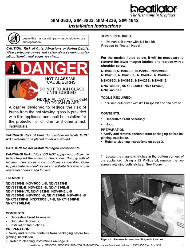 Heatilator Gas Fireplace NDV3630I installation instructions