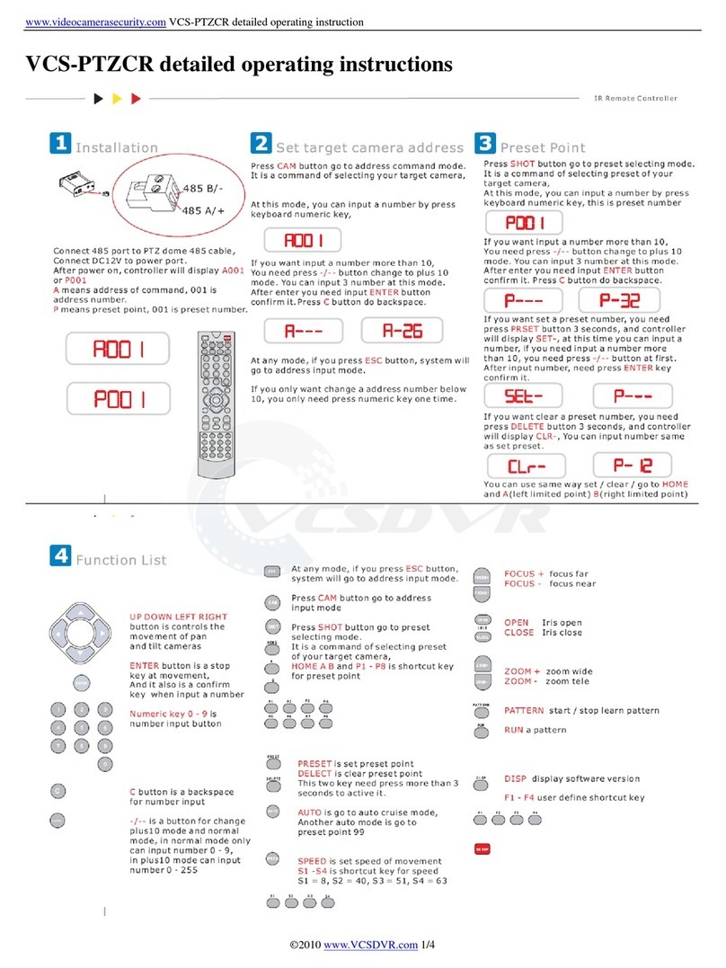VCS VCS-PTZCR operating instructions