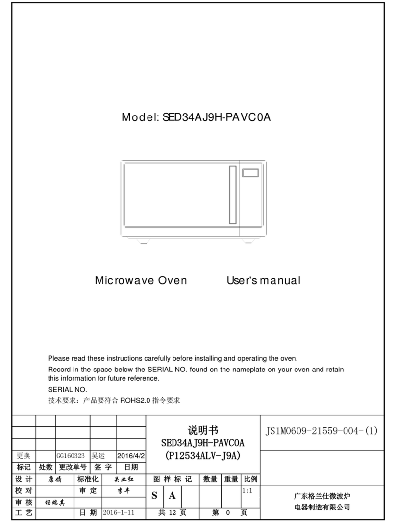 Galanz SED34AJ9H-PAVC0A user manual