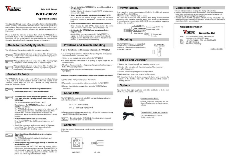 Watec WAT-230V2 Installation manual Watec WAT-230V2 Installation manual