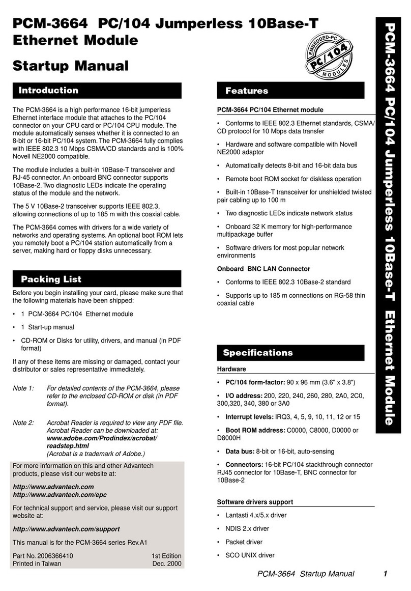 Advantech PCM-3664 Installation and operation manual