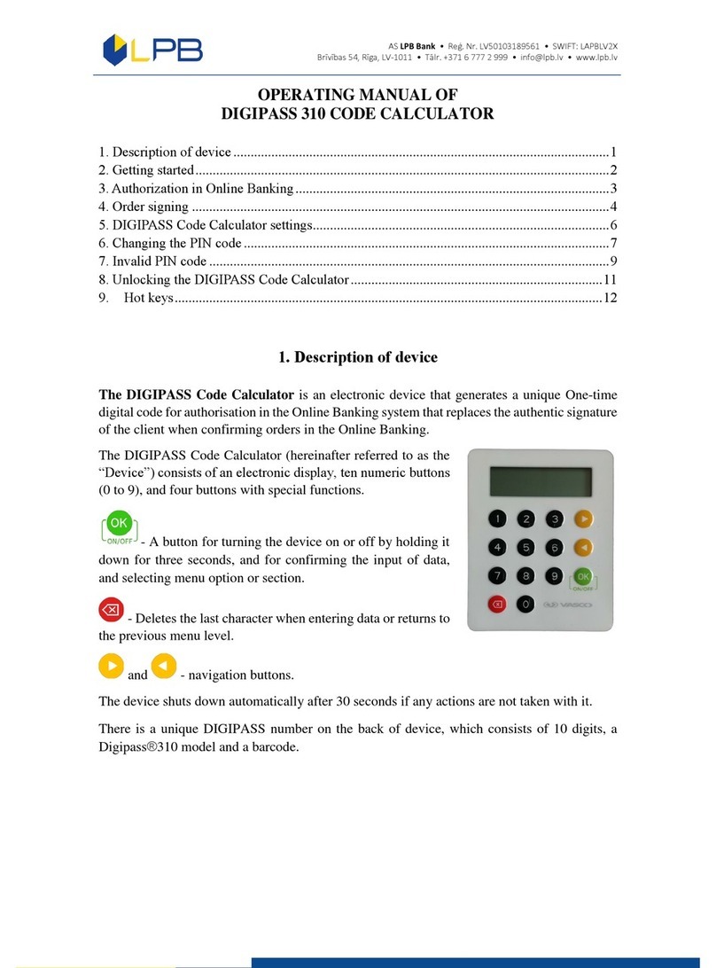 LPB Digipass 310 operating manual
