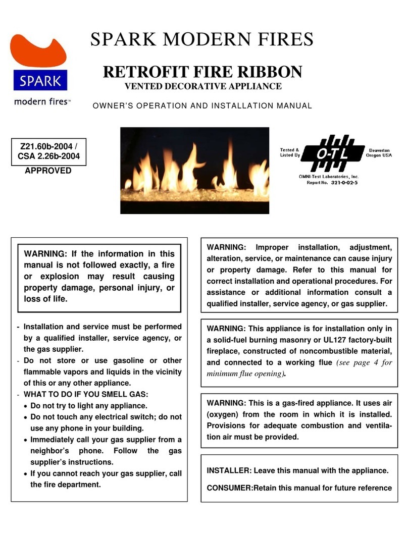 Spark modern fires RETRO-2' OWNER'S OPERATION AND INSTALLATION MANUAL