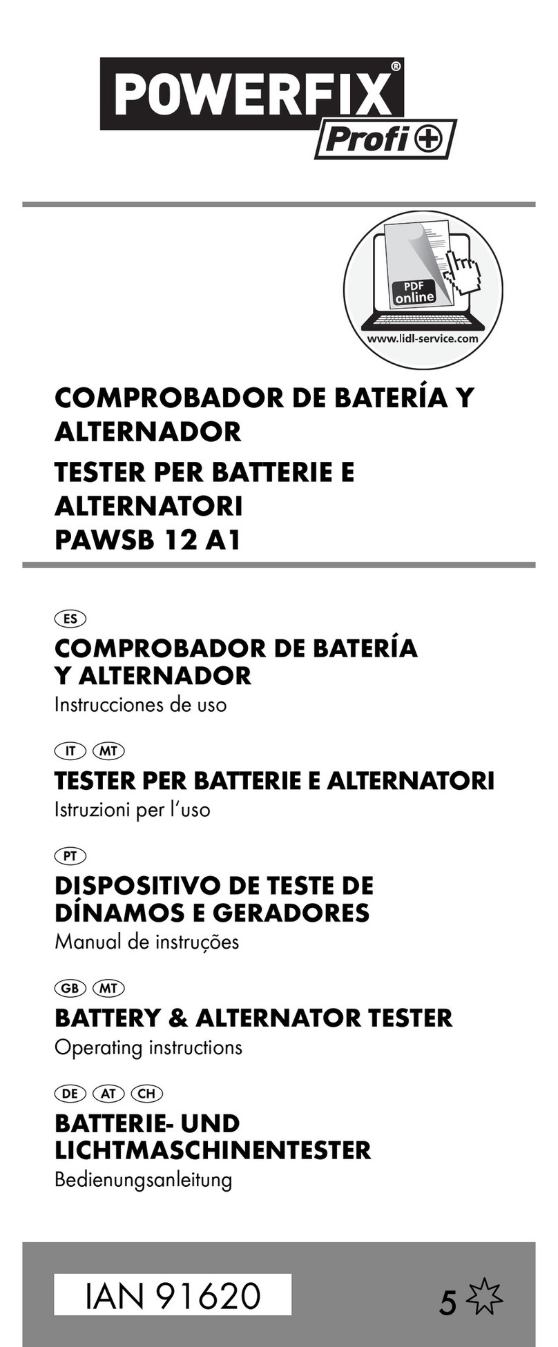 Powerfix Profi PAWSB 12 A1 operating instructions