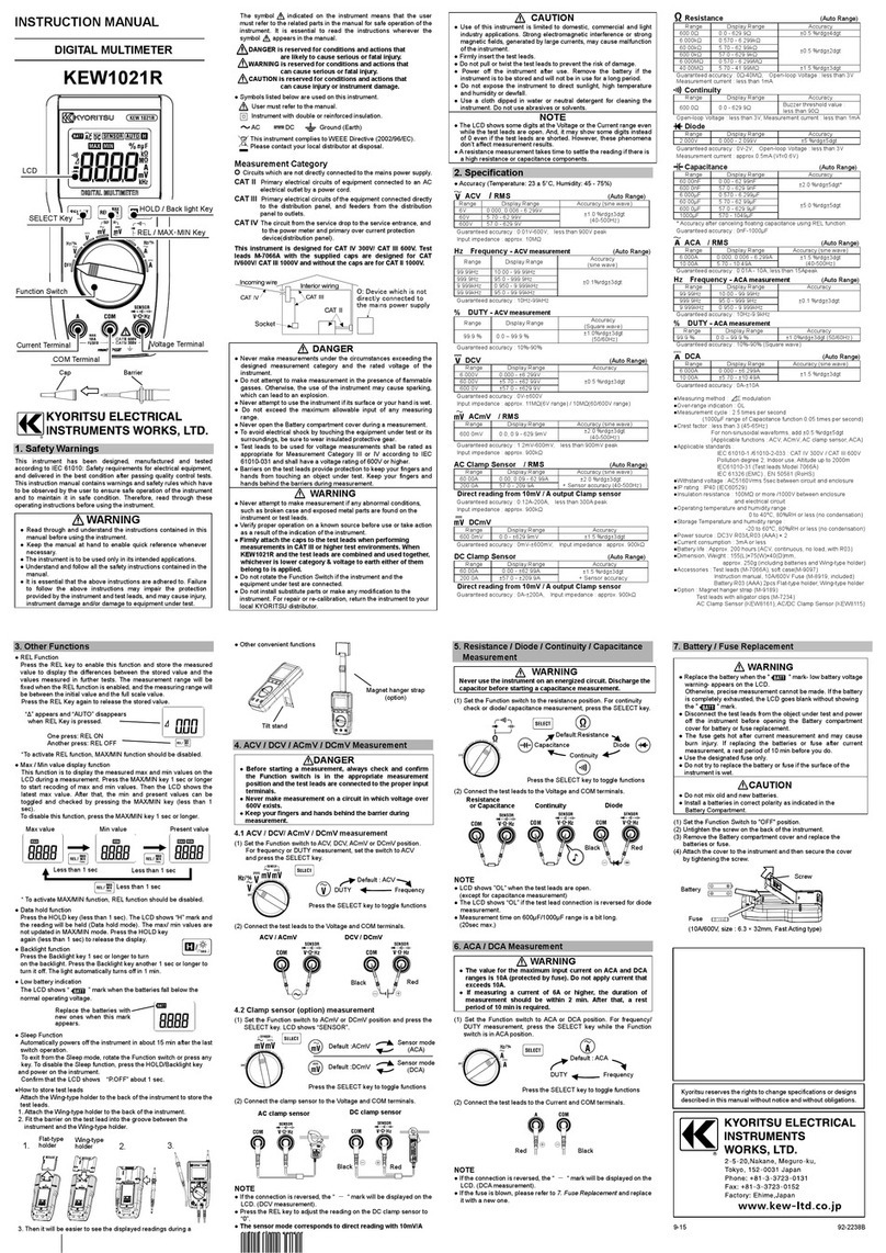 KYORITSU KEW1021R instruction manual