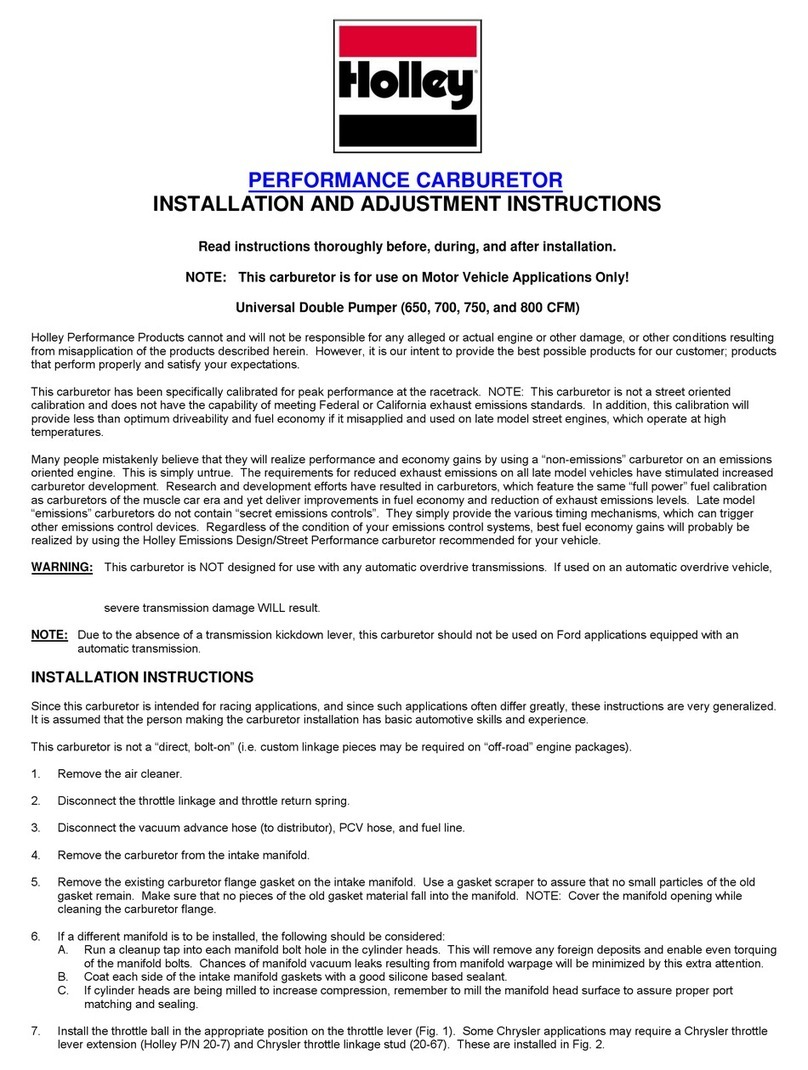 Holley 700 Installation and adjustment instructions