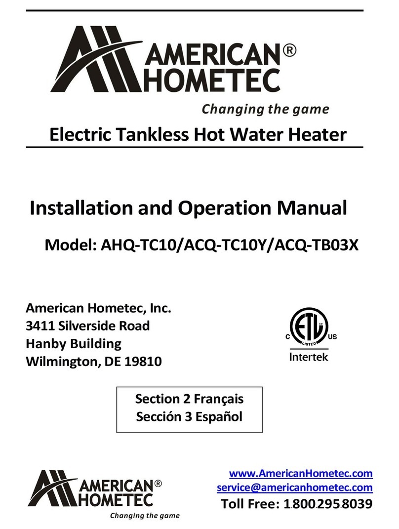 American Hometec AHQ-TC10 Installation and operation manual