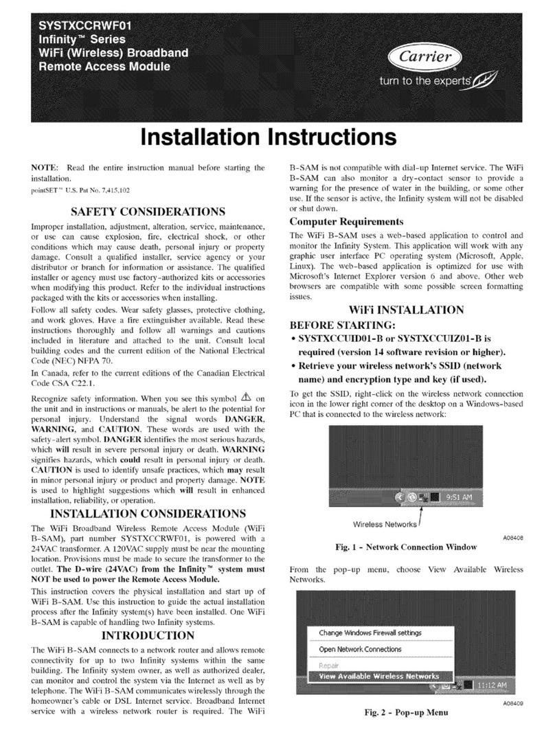 Carrier Infinity SYSTXCCRWF01 User manual