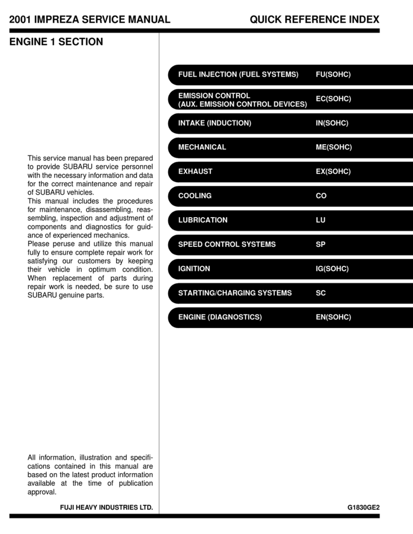 Subaru 2001 IMPREZA User manual