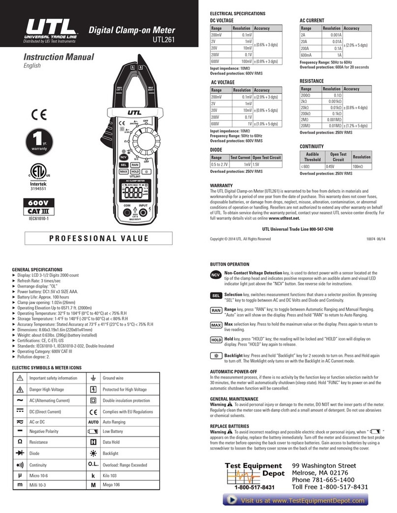 UTL UTL261 instruction manual
