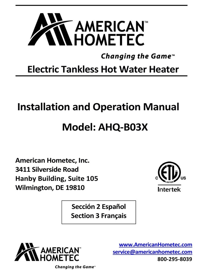 American Hometec AHQ-B03X Installation and operation manual