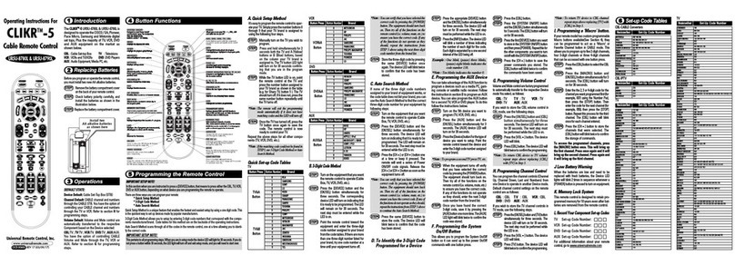 Universal Remote Control CLIKR-5 UR5U-8780L User manual